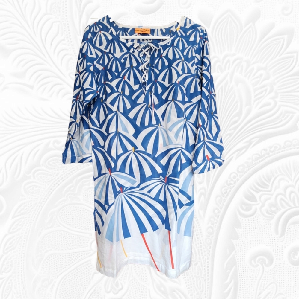 Roberta Freymann Umbrella Print Cotton Tunic Beach Size M